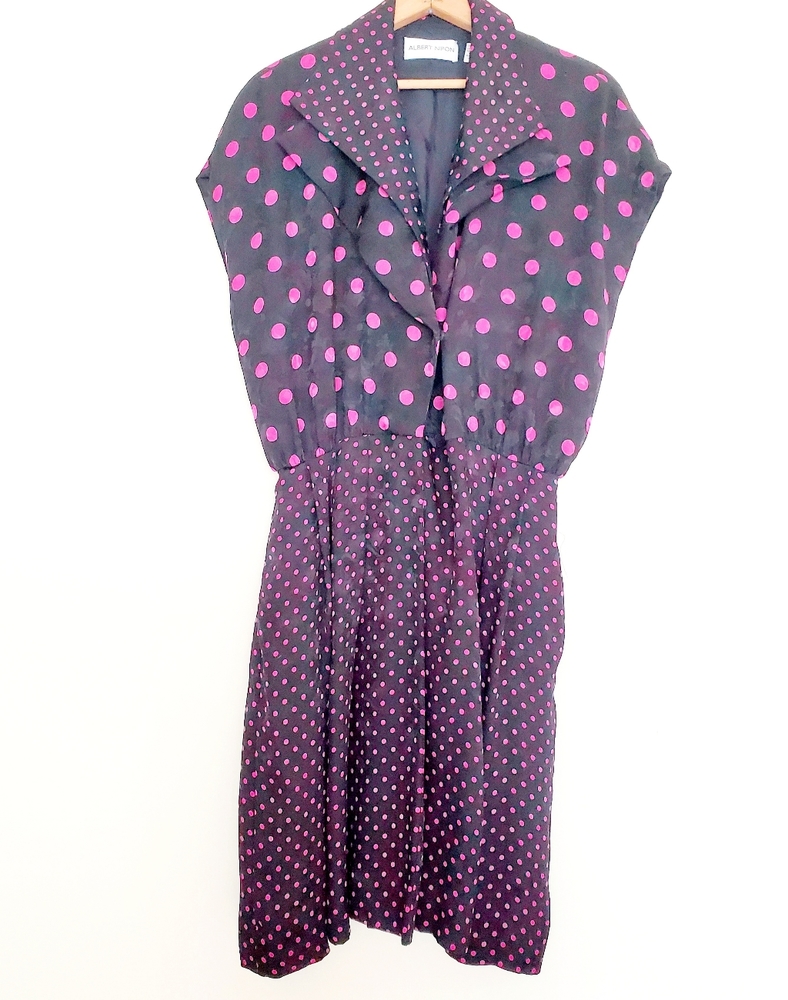 Albert Nipon Vintage Polka Dot Silk Wrap Dress - image 2